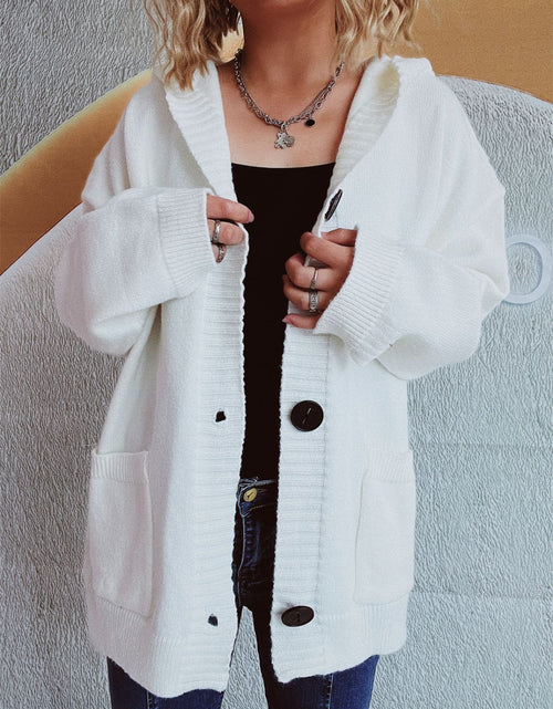 Load image into Gallery viewer, Dropped Shoulder Long Sleeve Hooded Cardigan
