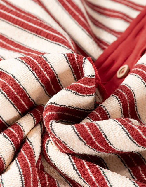 Load image into Gallery viewer, Stripe Johnny Collar Drop Shoulder Sweatshirt
