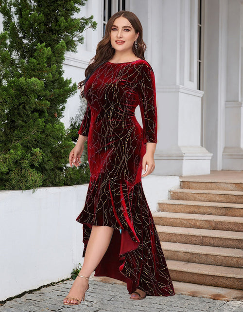 Load image into Gallery viewer, Plus Size Ruffle Hem High-Low Dress
