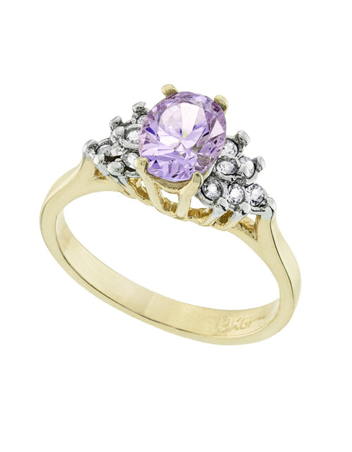 Load image into Gallery viewer, Vintage 1980's Cubic Zirconia Ring with Clear Austrian Crystals 18k Yellow Gold Electroplated by PVD Vintage Jewelry
