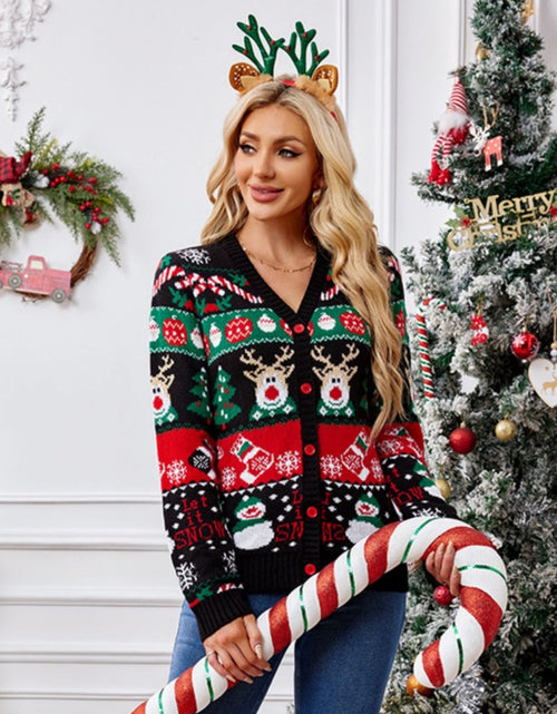 Load image into Gallery viewer, Reindeer Button Up Long Sleeve Cardigan
