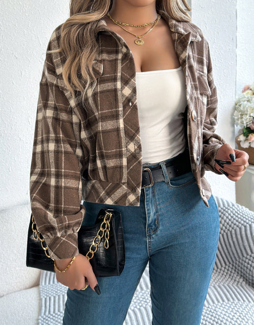 Load image into Gallery viewer, Plaid Button Up Long Sleeve Jacket
