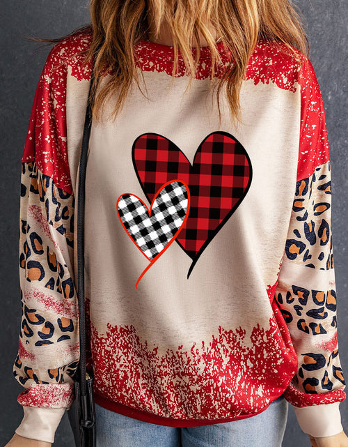 Load image into Gallery viewer, Heart Leopard Round Neck Sweatshirt
