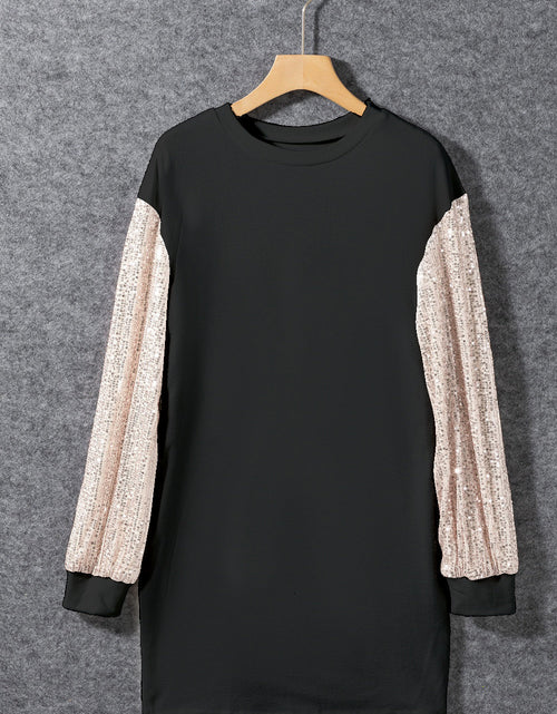 Load image into Gallery viewer, Sequin Round Neck Long Sleeve Dress
