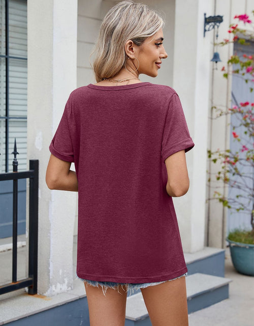 Load image into Gallery viewer, Florira Notched Short Sleeve T-Shirt
