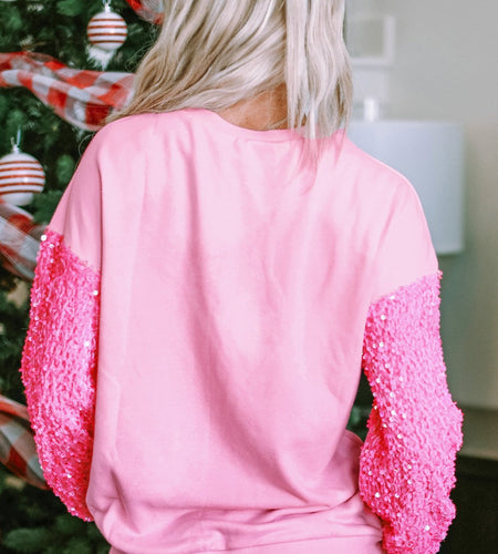 LOVE Heart Sequin Dropped Shoulder Sweatshirt