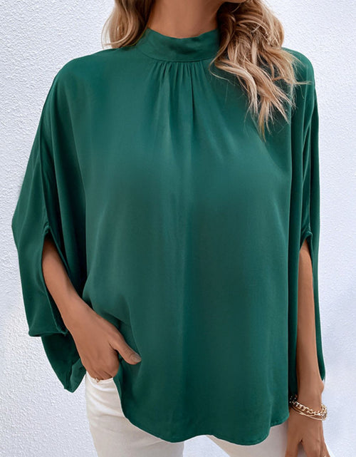 Load image into Gallery viewer, Perfee Tie Back Mock Neck Blouse
