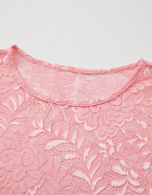 Load image into Gallery viewer, Lace Flower Round Neck Long Sleeve Top
