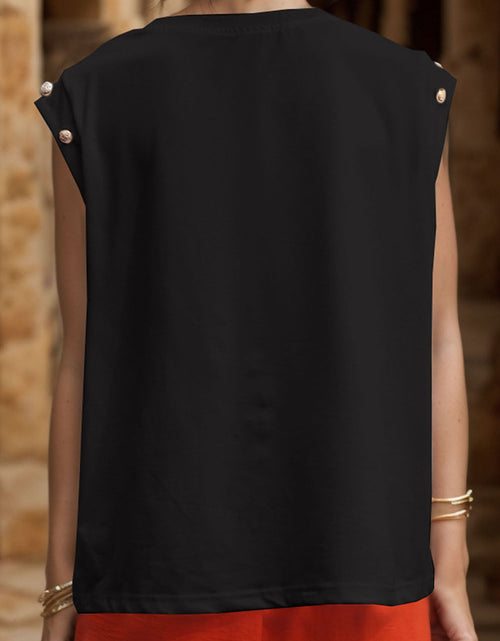 Load image into Gallery viewer, Perfee Decorative Button Round Neck T-Shirt
