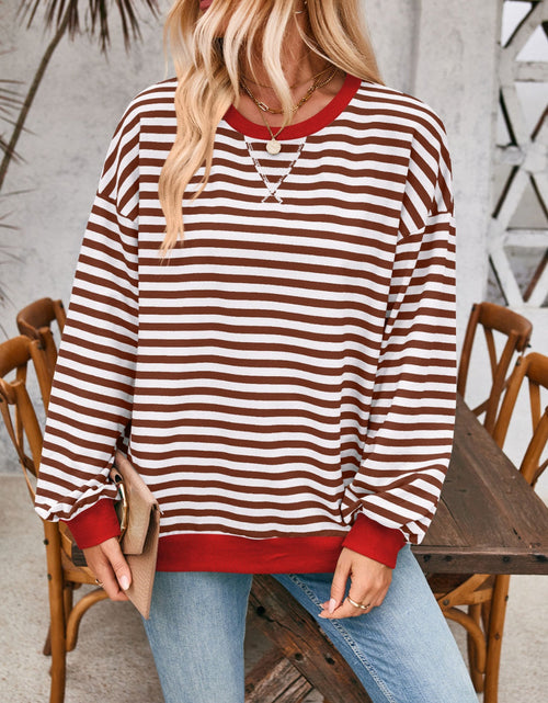 Load image into Gallery viewer, Lovelet Contrast Striped Long Sleeve Sweatshirt
