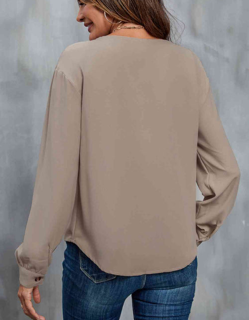 Load image into Gallery viewer, Asymmetrical Neck Buttoned Long Sleeve Top
