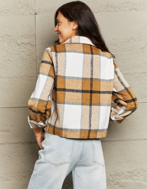 Load image into Gallery viewer, Plaid Collared Neck Jacket with Breast Pockets
