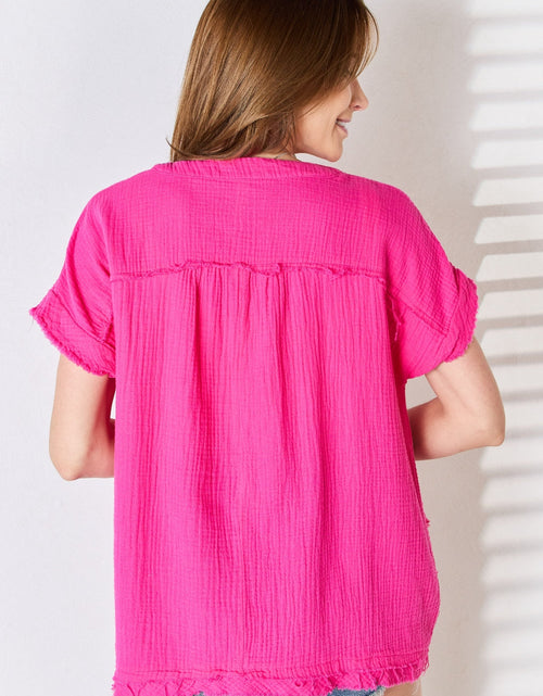 Load image into Gallery viewer, Zenana Full Size Raw Hem Short Sleeve Top
