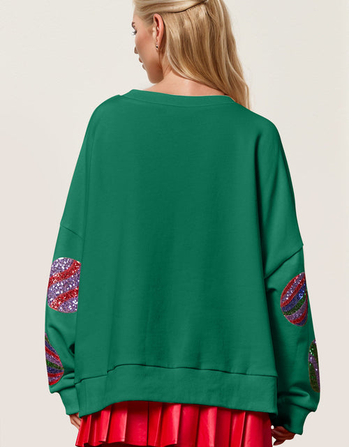 Load image into Gallery viewer, Double Take Christmas Element Sequin Round Neck Long Sleeve Sweatshirt
