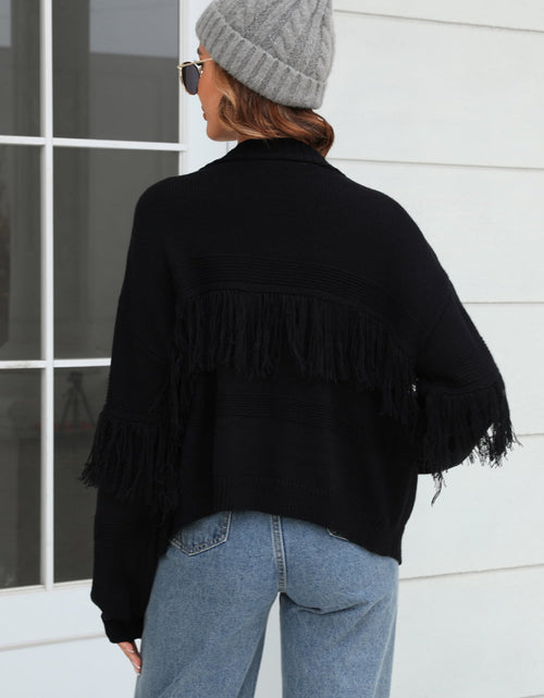 Load image into Gallery viewer, Angel Wings Fringe Trim Open Front Cardigan
