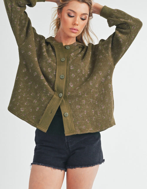 Load image into Gallery viewer, Aemi + Co Floral Button Up Hooded Jacket
