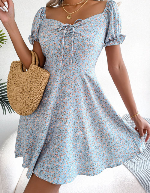 Load image into Gallery viewer, Ditsy Floral Drawstring A-Line Dress
