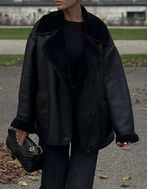 Load image into Gallery viewer, Collared Neck Long Sleeve Plush Jacket
