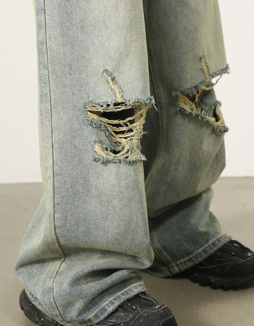 Load image into Gallery viewer, Men's Distressed Wide Leg Jeans
