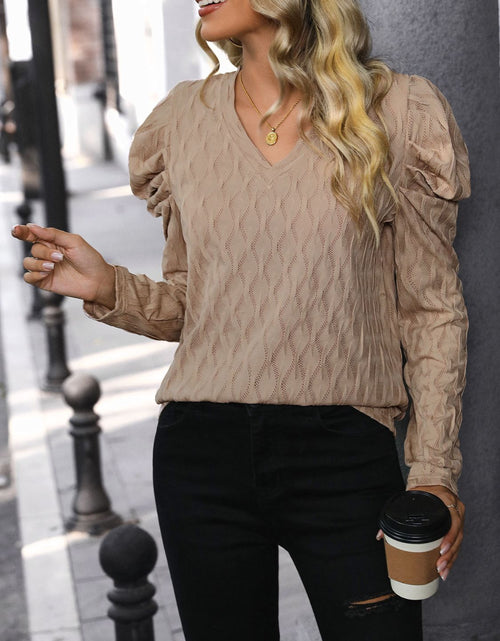 Load image into Gallery viewer, Perfee Textured V-Neck Long Sleeve Top
