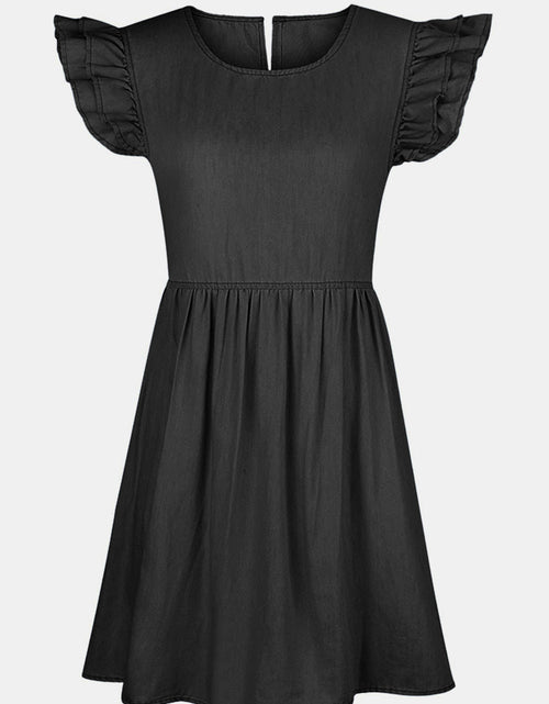 Load image into Gallery viewer, Full Size Ruffled Round Neck Cap Sleeve Denim Dress
