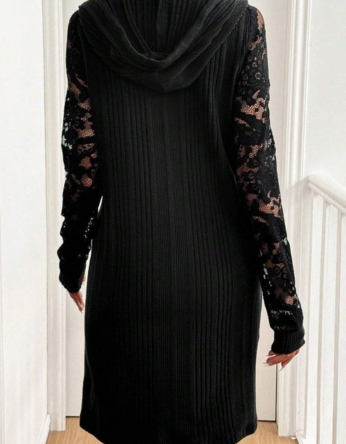 Load image into Gallery viewer, Lace Patchwork Long Sleeve Hooded Dress
