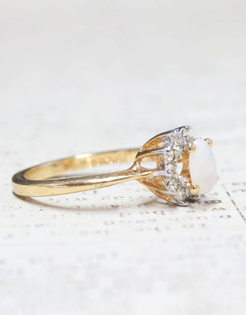 Load image into Gallery viewer, Vintage Genuine Opal or Austrian Crystal Ring 18k Yellow Gold Electroplated by PVD Vintage Jewelry
