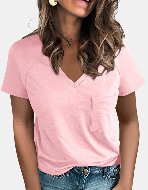 Load image into Gallery viewer, Pocketed V-Neck Short Sleeve T-Shirt
