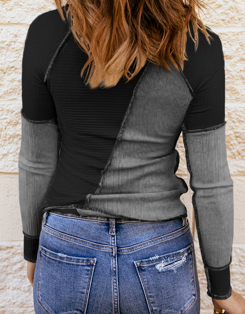 Load image into Gallery viewer, Color Block Round Neck Long Sleeve T-Shirt
