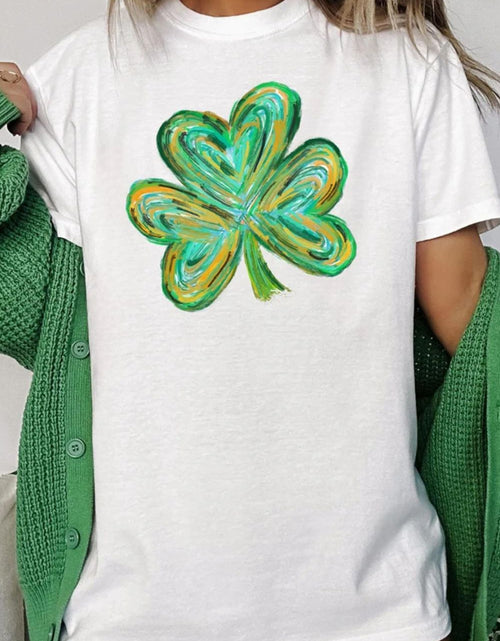 Load image into Gallery viewer, Lucky Clover Round Neck Short Sleeve T-Shirt
