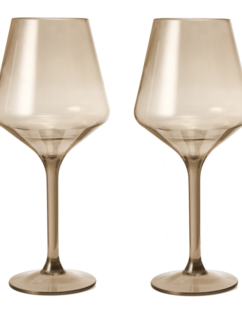 Load image into Gallery viewer, Floating Wine Glasses for Pool - Set of 2-15 OZ Shatterproof Poolside Wine Glasses, Tritan Plastic Reusable, Beach Outdoor Cocktail, Wine, Champagne, Water Glassware Spring Summer (Smoke) by The Wine Savant
