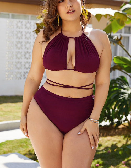 Load image into Gallery viewer, Plus Size Cutout Tied Backless Bikini Set
