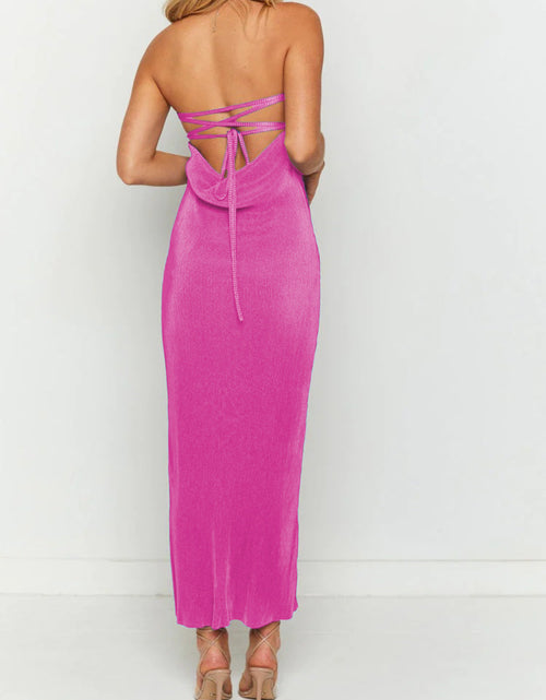 Load image into Gallery viewer, Lace-Up Back Tube Maxi Dress

