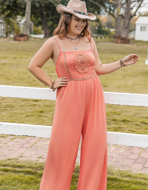 Load image into Gallery viewer, Plus Size Lace Detail Spaghetti Strap Wide Leg Jumpsuit
