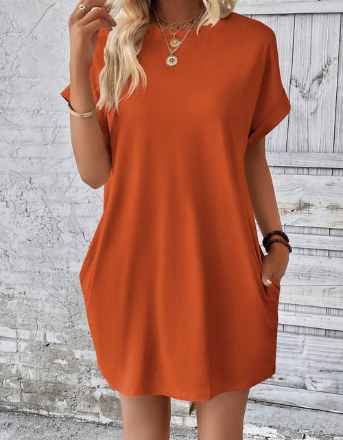Load image into Gallery viewer, Round Neck Short Sleeve Mini Dress
