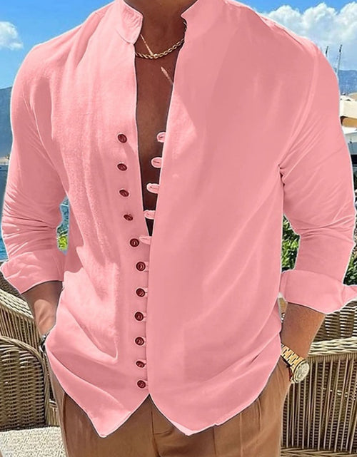Load image into Gallery viewer, Men's Full Size Button Front Long Sleeve Shirt Plus Size
