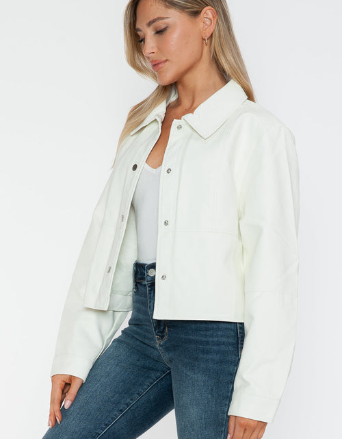 Load image into Gallery viewer, Snobbish Snap Down Long Sleeve PU Leather Jacket
