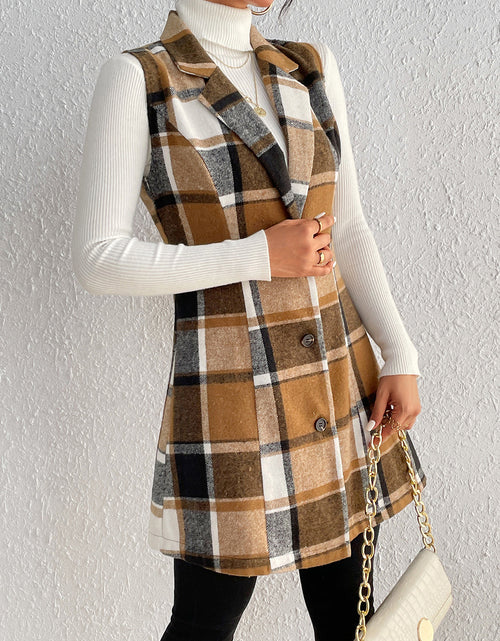 Load image into Gallery viewer, Honey Plaid Lapel Collar Vest
