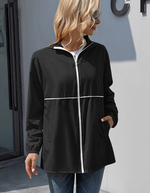 Load image into Gallery viewer, Ivy Lane Zip Up Long Sleeve Hooded Watertight Jacket
