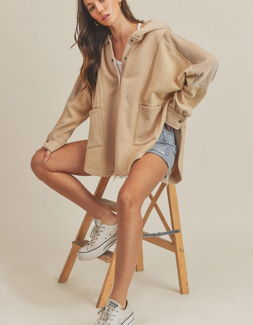Load image into Gallery viewer, Aemi + Co Slit Half Snap Oversize Hoodie
