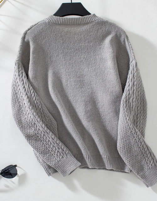 Load image into Gallery viewer, Cable-Knit Round Neck Button Up Cardigan
