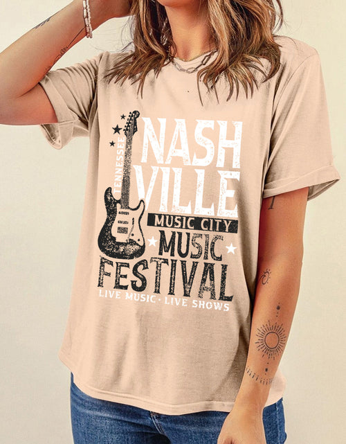 Load image into Gallery viewer, Letter Graphic Round Neck Short Sleeve T-Shirt
