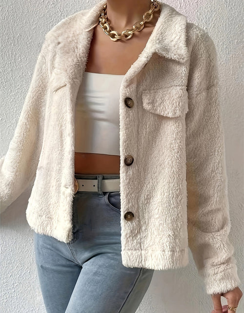 Load image into Gallery viewer, Collared Neck Button Up Jacket with Decorative Pocket Flaps
