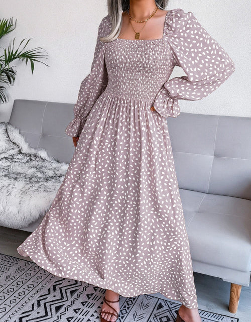 Load image into Gallery viewer, Smocked Square Neck Flounce Sleeve Dress by BlakWardrob
