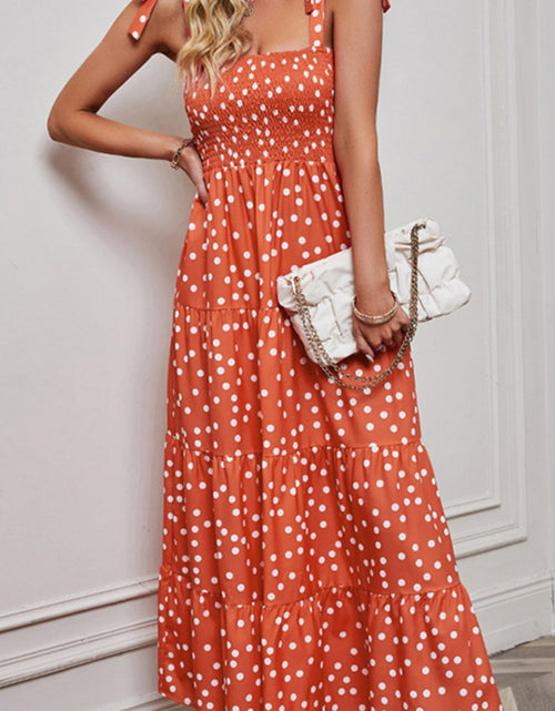 Load image into Gallery viewer, Polka Dot Smocked Tiered Sleeveless Dress by Faz
