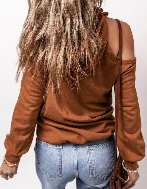Load image into Gallery viewer, Cold Shoulder Long Sleeve Hoodie
