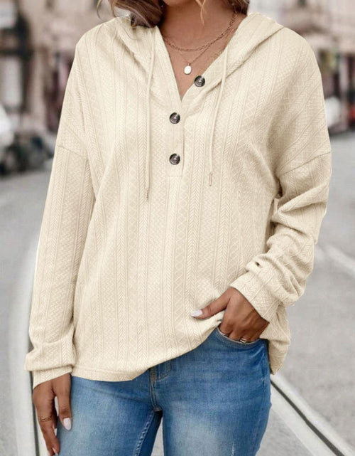 Load image into Gallery viewer, Drawstring Dropped Shoulder Long Sleeve Hoodie
