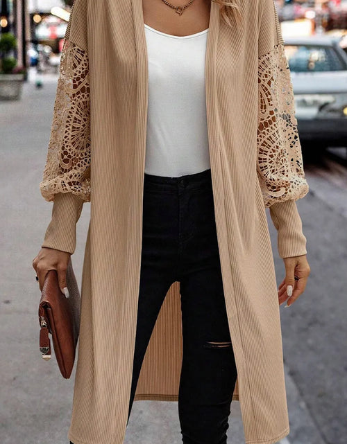Load image into Gallery viewer, Open Front Lace Lantern Sleeve Cover-Up
