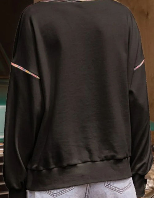 Load image into Gallery viewer, Rainbow Trim Round Neck Long Sleeve Sweatshirt
