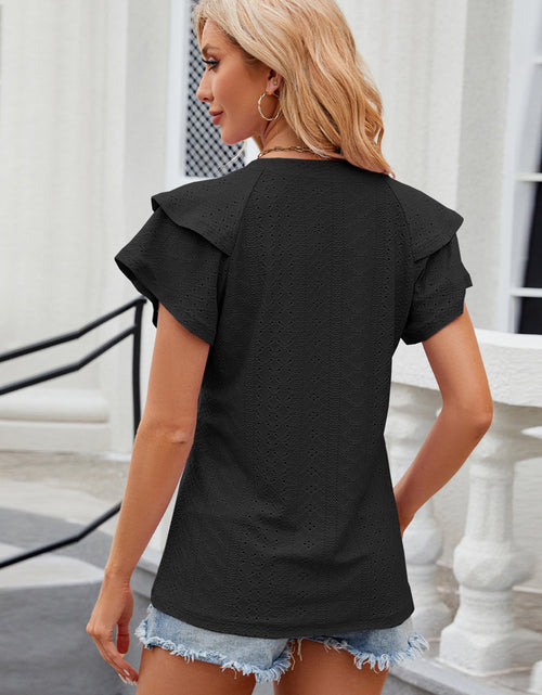 Load image into Gallery viewer, Eyelet Notched Short Sleeve T-Shirt
